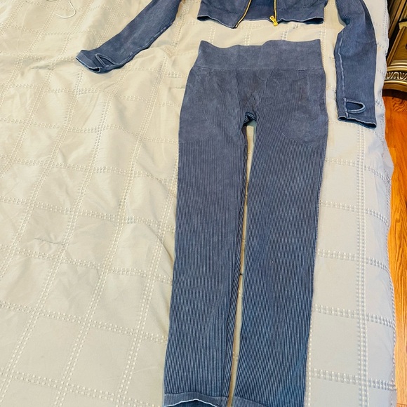 Daisy Navy Ribbed Jacket with Gold Accents - Picture 2 of 4